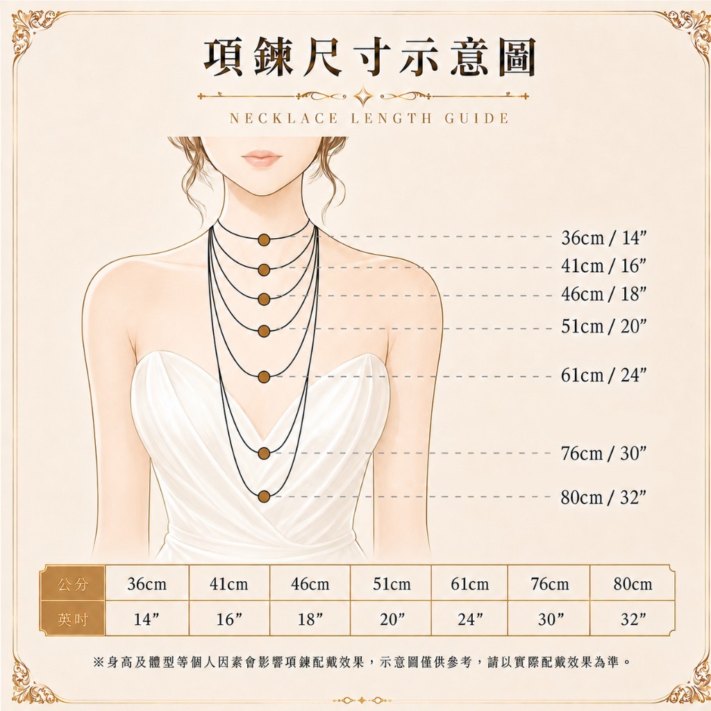 項鍊尺寸示意圖